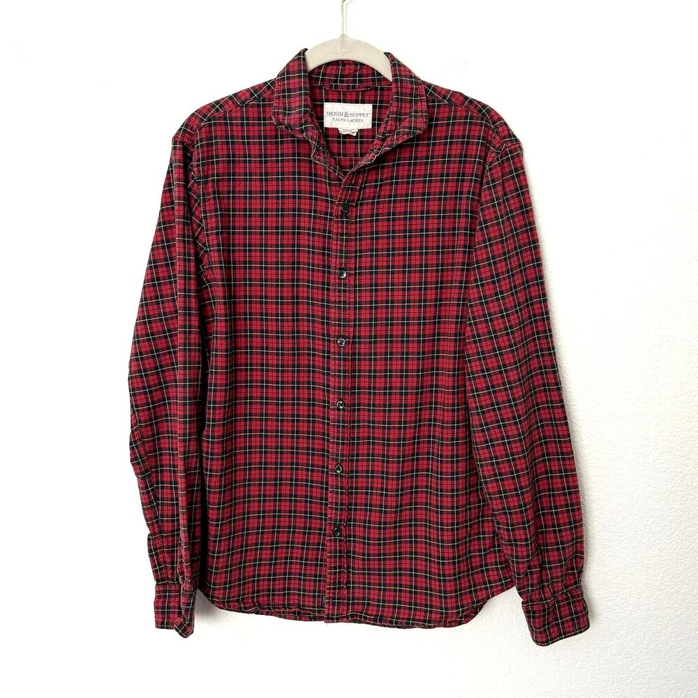 [Denim & Supply Ralph Lauren] Red Plaid Flannel Button Down Shirt Size Medium M